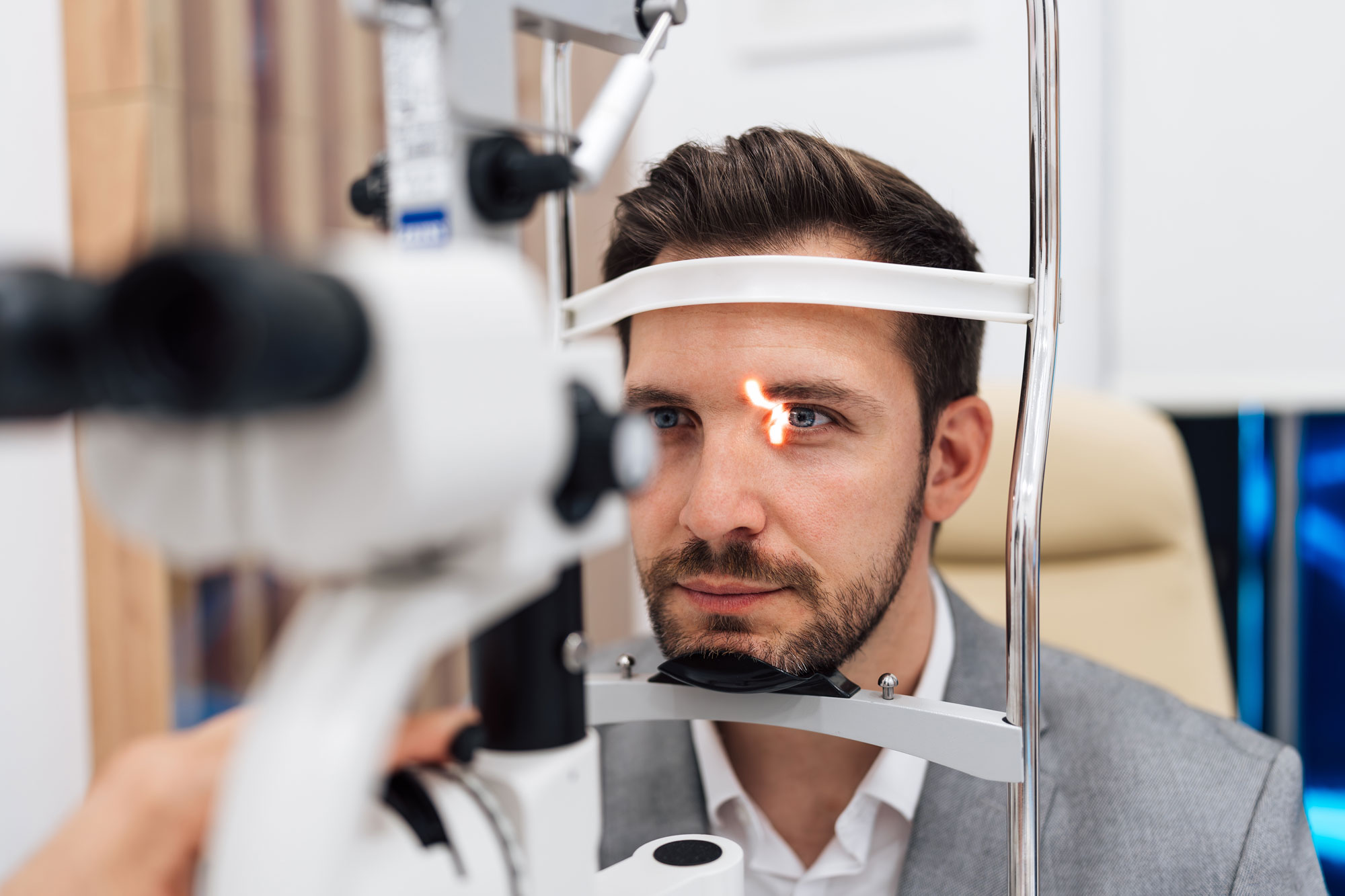 Man having his eye examined